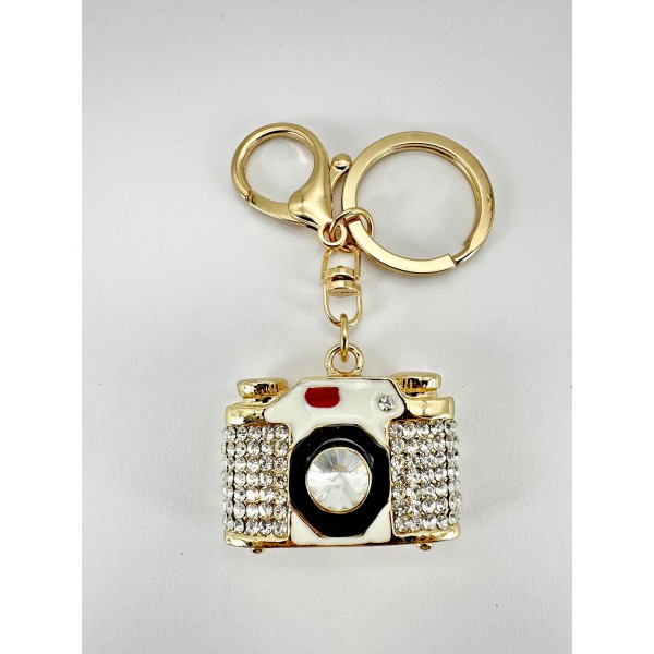 Fotoğraf Makinesi Beyaz Anahtarlık